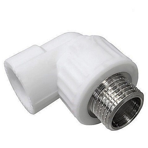 Угольник комбинированный ПП 20-1/2'' PN 25 с наружной резьбой белый VALFEX  купить в Уфе | "Проконсим"
