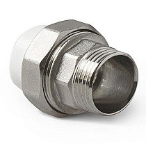 Муфты ПП DN 20-75 PN 25 комбинированные разъёмные с наружной резьбой белые Pro Aqua купить в Уфе | "Проконсим"