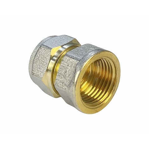 Муфты латунные для PEX труб DN 16-32 PN 10 обжимные никелированные с внутренней резьбой Valfex VF.302.N купить в Уфе | "Проконсим" Муфты латунные для PEX труб DN 16-32 PN 10 обжимные никелированные с внутренней резьбой Valfex VF.302.N купить в Уфе | "Проконсим"
