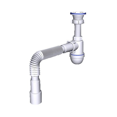 Сифон для умывальника-мойки бутылочный АНИ C0115 1 1/2 с гибкой трубой 40/50 купить в Уфе | "Проконсим"