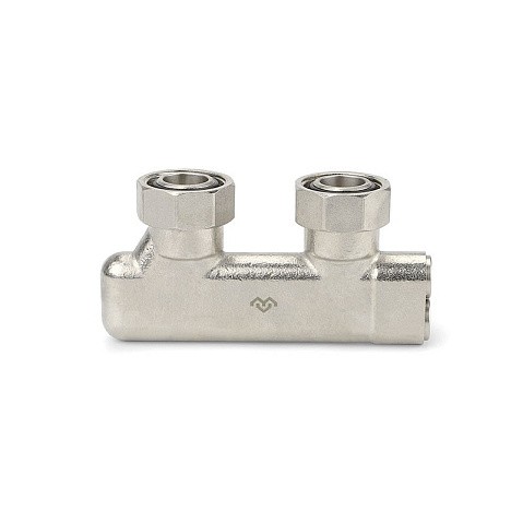 Узелы нижнего подключения VARMEGA VM139 DN20 угловой двухтрубный 3/4''x3/4'' евроконус, перекрёстный муфта-штуцер купить в Уфе | "Проконсим"