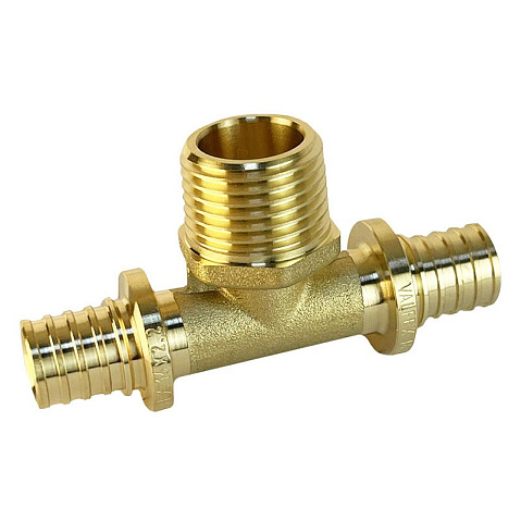 Тройник латунный для PEX труб 16-1/2''-16 PN 16 S-2,2мм под надвижную гильзу Valfex VF.433.AF купить в Уфе | "Проконсим"