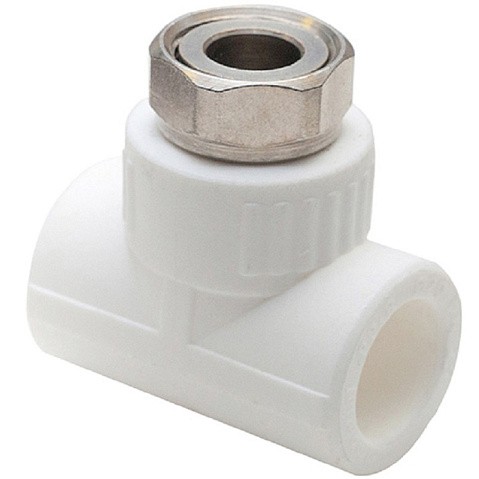 Тройник комбинированный ПП 20-1/2'' PN 25 с накидной гайкой белый РТП 14269 купить в Уфе | "Проконсим"