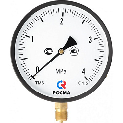 картинка Манометр общетехнический Росма ТМ-610Р.00, до 160кгс/см2 M20x1,5, 150мм, радиальное присоединение, класс точности 1.5 интернет-магазин оптовых поставок Проконсим являющийся официальным дистрибьютором в России 