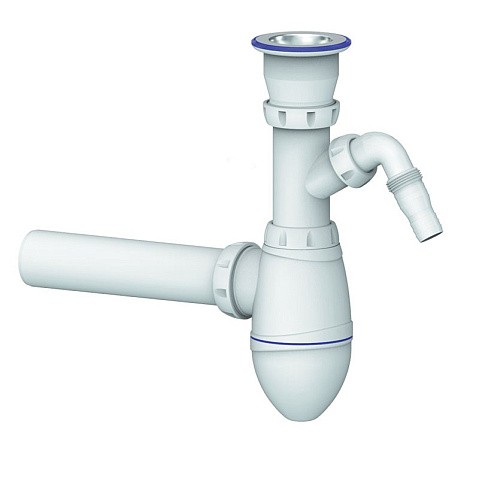 Сифон для умывальника Unicorn А310V, 40х40 прямой отвод, 1 1/2'' х40 чаша из нержавеющей стали с отводом для стиральной машины купить в Уфе | "Проконсим"