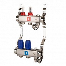 Коллекторные группы из нержавеющей стали DN 25 PN 10 с расходомерами, с дренажным краном и воздухоотводчиком MVI купить в Уфе | "Проконсим"