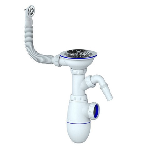 Сифон для мойки Unicorn В431V, без отвода, 3 1/2'' х40 с отводом для стиральной машины, круглый перелив купить в Уфе | "Проконсим"