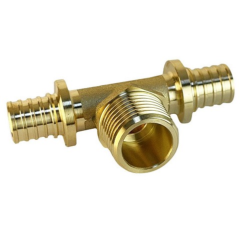 Тройник латунный для PEX труб 16-1/2''-16 PN 16 S-2,2мм под надвижную гильзу Valfex VF.433.AF купить в Уфе | "Проконсим"