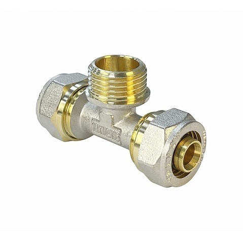 Тройники латунные для PEX труб DN 16-32 PN 10 обжимные никелированные с наружной резьбой Valfex VF.333.N купить в Уфе | "Проконсим" Тройники латунные для PEX труб DN 16-32 PN 10 обжимные никелированные с наружной резьбой Valfex VF.333.N купить в Уфе | "Проконсим"