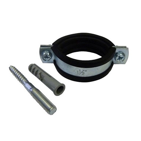 Хомут стальной оцинкованный 1 1/2'' (47-53) М8 с крепежом (шпилька и дюбель) купить в Уфе | "Проконсим"