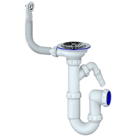 Сифон для мойки Unicorn Y431V, 3 1/2'' х40 без отвода, чаша из нержавеющей стали с отводом для стиральной машины, круглый перелив купить в Уфе | "Проконсим"