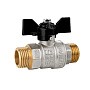 Кран латунный шаровой LD Pride 47.304 DN 20 PN 40 никелированный штуцер-штуцер бабочка