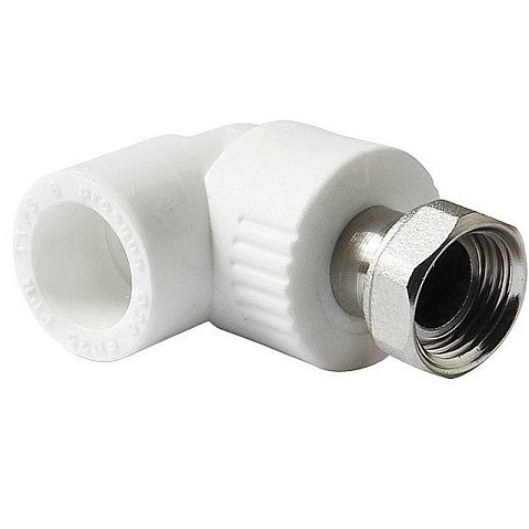 Угольник комбинированный ПП 25-3/4'' PN 25 с накидной гайкой белый Pro Aqua PA29214 купить в Уфе | "Проконсим"