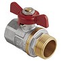 Кран латунный шаровой MVI AquaHit BV.314.06 DN 25 PN 25 бабочка муфта-штуцер полнопроходной никелированный купить в Уфе | "Проконсим"