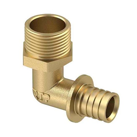 Угольник латунный для PEX труб  20-1/2''  PN 16  под надвижную гильзу с наружной резьбой  РосТурПласт купить в Уфе | "Проконсим"
