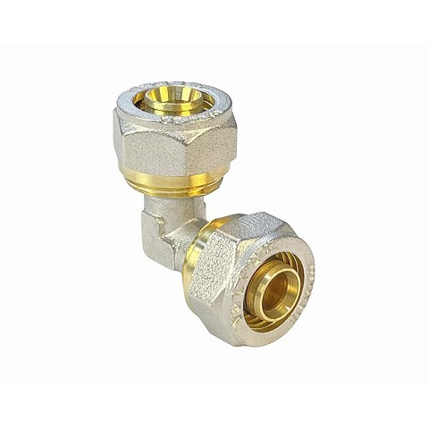 Угольник латунный для PEX труб 16-16 PN 10 обжимной никелированный Valfex VF.351.N  купить в Уфе | "Проконсим"