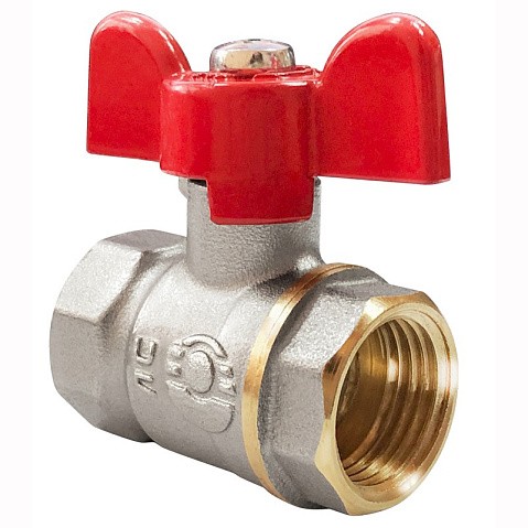 Кран латунный шаровой Valfex Optima.217.NLB1 11Б27фт1М DN 20 PN 25 никелированный муфта-муфта бабочка купить в Уфе | "Проконсим"