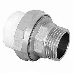  Муфта комбинированная ПП 25-1/2'' PN 25, разъёмная, с наружной резьбой, белая, РосТурПласт 10643 10643 (251210703) со склада Проконсим в Уфе