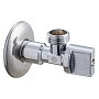Кран латунный шаровой угловой MVI BV.464 DN 15-15 PN 10 хромированный штуцер бабочка
