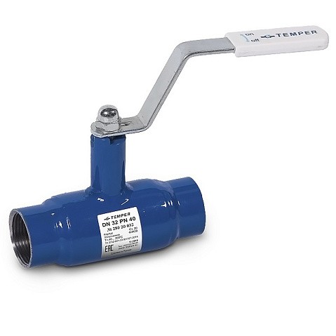 Кран стальной шаровой DN 25-20 PN40 100мм муфта-муфта с ручкой Temper купить в Уфе | "Проконсим"