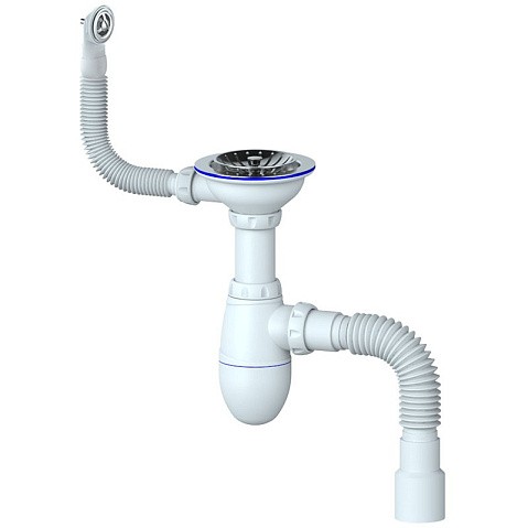 Сифон для мойки Unicorn В426P, 40х50 гибкий отвод, 3 1/2'' х40 чаша из нержавеющей стали, прямоугольный перелив купить в Уфе | "Проконсим"