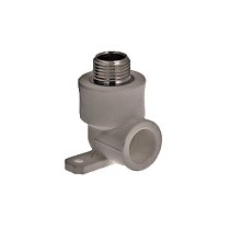 Угольник установочный двойной ПП 20-1/2'' PN 25 с наружной резьбой серый купить в Уфе | "Проконсим"