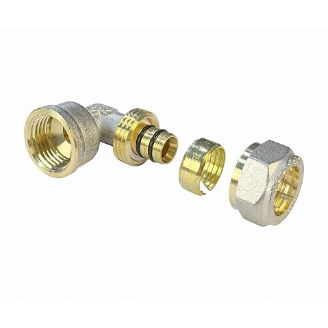 Угольник латунный для PEX труб 20-3/4'' PN 10 обжимной никелированный Valfex VF.352.N  купить в Уфе | "Проконсим"