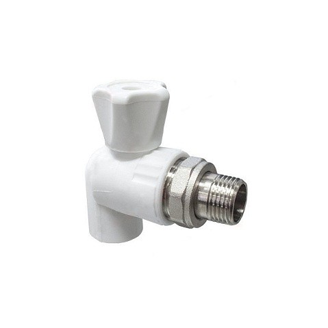 Кран шаровой для радиатора ПП 25-3/4'' PN 25 угловой с американкой белый VALFEX  купить в Уфе | "Проконсим"