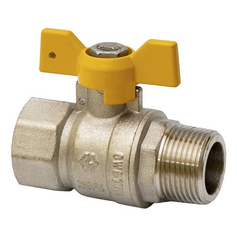 Краны латунные шаровые газовые DN 15-20 PN 25 бабочка муфта-штуцер MVI BV.814 купить в Уфе | "Проконсим"