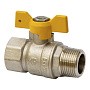 Краны латунные шаровые газовые DN 15-20 PN 25 бабочка муфта-штуцер MVI BV.814 купить в Уфе | "Проконсим"