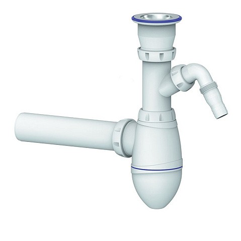 Сифон для мойки Unicorn В310V, 40х40 прямой отвод, 1 1/2'' х40 чаша из нержавеющей стали с отводом для стиральной машины купить в Уфе | "Проконсим"