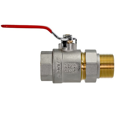 Кран латунный шаровый DN 32 PN 40 никелированный рычаг американка РИДАН BVR-FR 065B8306RG купить в Уфе | "Проконсим"