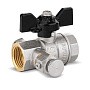 Кран латунный шаровой DN 15 PN 40 никелированный под манометр муфта-муфта бабочка LD Pride