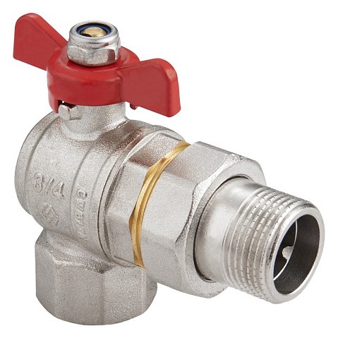 Краны латунные шаровые угловой DN 15-25 PN 40 никелированные бабочка американка MVI BV.522 купить в Уфе | "Проконсим"