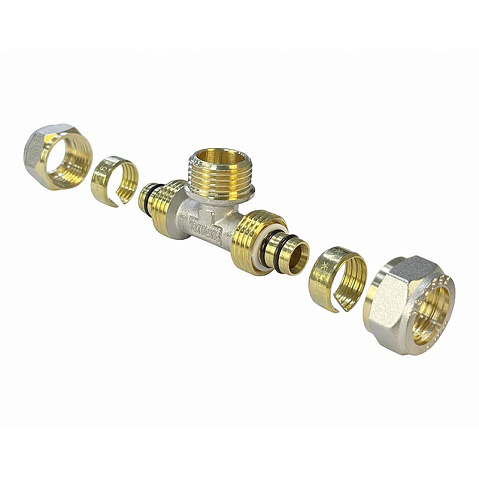 Тройник латунный для PEX труб 20-1/2''-20 PN 10 обжимной никелированный Valfex VF.333.N  купить в Уфе | "Проконсим"