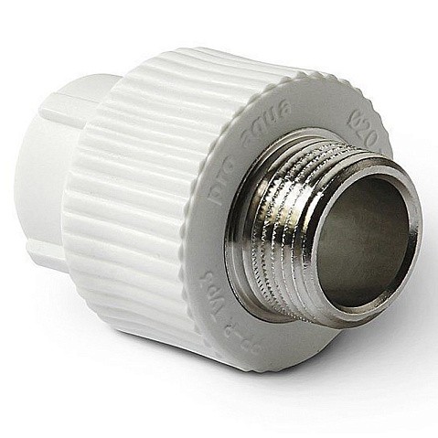Муфта комбинированная ПП 20-3/4'' PN 25 с наружной резьбой белая Pro Aqua PA23010P купить в Уфе | "Проконсим"