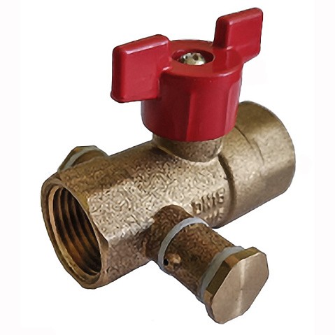 Кран латунный шаровой DN 20 PN 16 с дренажными патрубками G3/4'' муфта-муфта бабочка Пензапромарматура купить в Уфе | "Проконсим"