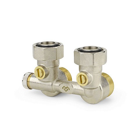 Узелы нижнего подключения VARMEGA VM138 DN20 угловой однотрубный 3/4''x3/4'' евроконус, с байпасом штуцер-штуцер купить в Уфе | "Проконсим"
