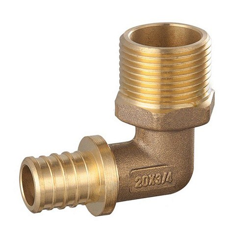 Угольник латунный для PEX DN 20 с наружной резьбой 1/2'' под надвижную гильзу PLP купить в Уфе | "Проконсим"
