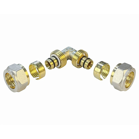 Угольник латунный для PEX труб 16-16 PN 10 обжимной никелированный Valfex VF.351.N  купить в Уфе | "Проконсим"