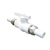 Краны шаровые ПП DN 20-32 PN 25 с двусторонним разъемным соединением белые Valfex купить в Уфе | "Проконсим"