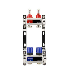  Коллекторная группа из нержавеющей стали DN 25-2 вых. G-3/4'', евроконус, с расходомерами, без дренажного крана и воздухоотводчика, VARMEGA VM15102 (930416000) со склада Проконсим в Уфе