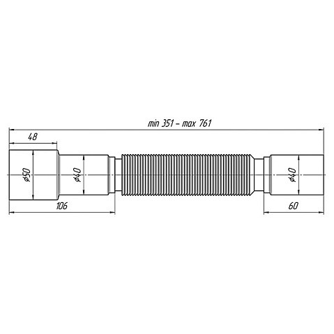 Гибкая труба АНИ K406 40-40/50, длина 351-761 мм купить в Уфе | "Проконсим"