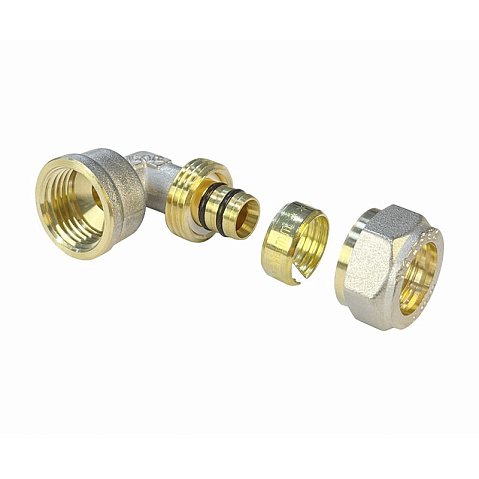 Угольник латунный для PEX труб 16-1/2'' PN 10 обжимной никелированный Valfex VF.352.N  купить в Уфе | "Проконсим"