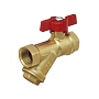 Кран латунный шаровой БАЗ.КФ.1 DN 15 PN 25 с фильтром муфта-муфта бабочка