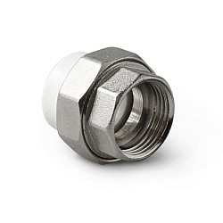  Муфта комбинированная ПП 20-1/2'' PN 25, с накидной гайкой, белая, Pro Aqua PA29008  (251239803) со склада Проконсим в Уфе