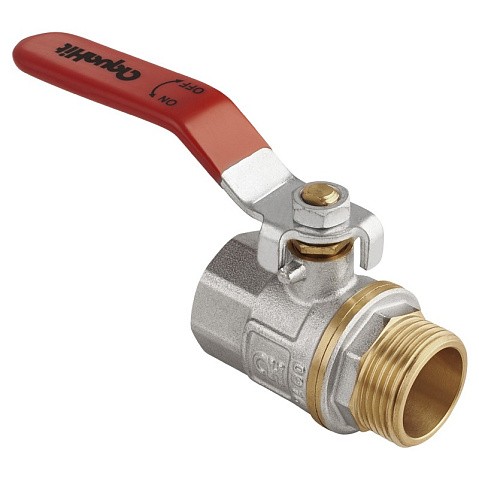 Кран латунный шаровой MVI AquaHit BV.312.04 DN 15 PN 25 рычаг муфта-штуцер полнопроходной никелированный купить в Уфе | "Проконсим"