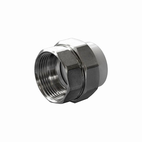Муфтаразъемная ПП 25-1/2''  с внутренней резьбой белая Политэк купить в Уфе | "Проконсим"