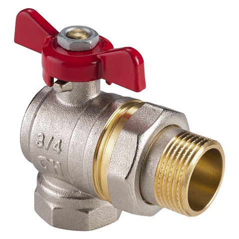 Кран латунный шаровой MVI AquaHit BV.322.05 DN 20 PN 25 бабочка американка полнопроходной угловой никелированный купить в Уфе | "Проконсим"