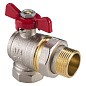 Кран латунный шаровой MVI AquaHit BV.322.05 DN 20 PN 25 бабочка американка полнопроходной угловой никелированный купить в Уфе | "Проконсим"